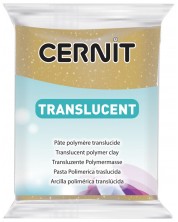 Полимерна глина Cernit Translucent - Златиста с брокат, 56 g -1