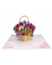 Поздравителна картичка Kiriori Pop-up - Кошница с цветя