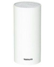 Поставка за ножове Samura - 22.5 x 11.5 cm, силиконов пълнеж, бяла -1