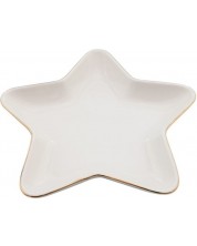 Порцеланова чиния HIT - Звезда, 18 cm, бяла със златно -1