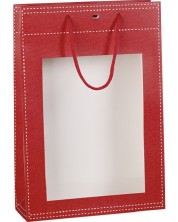 Подаръчна торбичка Giftpack - 20 х 10 х 29 cm, червена, PVC прозорец -1