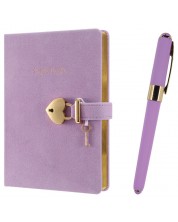 Подаръчен комплект Victoria's Journals - Hush Hush, лилав, 2 части, в кутия -1