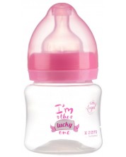 Полипропиленово шише за хранене с широко гърло с биберон Zizito - Little Angel, розово, 125 ml