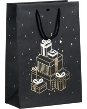 Подаръчна торбичка Giftpack Bonnes Fêtes - Черна, 29 cm -1