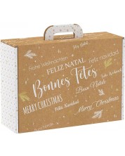 Подаръчна кутия Giftpack Bonnes Fêtes - Крафт и бяло, 34.2 cm