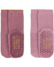 Противоплъзгащи чорапи Lassig - 19-22 размер, розови, 2 чифта -1