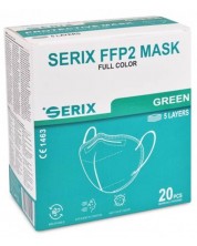 Предпазни маски, FFP2, зелени, 20 броя, Serix -1