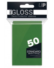 Протектори за карти Ultra Pro - PRO-Gloss Standard Size, Green (50 бр.)