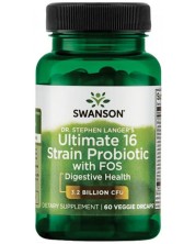 Ultimate 16 Strain Probiotic with FOS, 60 капсули, Swanson
