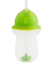 Преходна чаша със сламка Munchkin - Click Lock Weighted Straw, 285 ml, зелена
