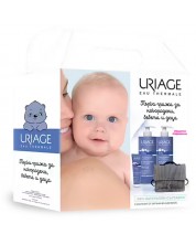 Промо комплект Uriage Bebe 1er - Първа грижа: Душ крем + Мляко + Крем при смяна на пелени + детска раничка