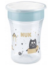 Преходна чаша NUK - Magic Cup, 8 m+, 230 ml, Cat & Dog, сива -1