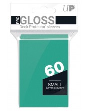 Протектори за карти Ultra Pro - PRO-Gloss Small Size, Aqua (60 бр.) -1