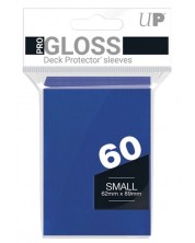 Протектори за карти Ultra Pro - PRO-Gloss Small Size, Blue (60 бр.)