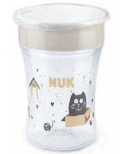 Преходна чаша NUK - Magic Cup, 8 m+, 230 ml, Cat & Dog, бежова -1