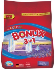 Прах за пране 3 in 1 Bonux - Color Caring Lavender, 40 пранета