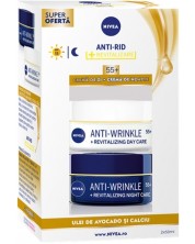 Nivea Anti-Wrinkle Комплект против бръчки - Дневен и нощен крем, 55+, 2 х 50 ml -1