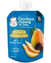 Пюре от круша и сушени сливи Nestlе Gerber - Пауч 6+ месеца, 80 g -1