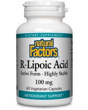 R-Lipoic Acid, 100 mg, 60 веге капсули, Natural Factors -1