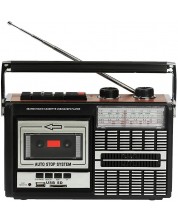 Радиокасетофон Ricatech - PR85 Recorder, черен/кафяв