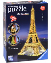 3D пъзел Ravensburger от 216 части - Айфеловата Кула, със светлини -1