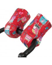 Универсални ръкавици за количка с вълна ДоРечи - Червени с рисунки -1