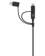 Кабел TnB - 3 в 1, USB-A/USB-C/Micro USB/Lightning, 1.5 m, черен -1