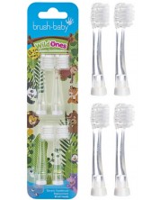 Резервни накрайници за четка за зъби Brush Baby - Wild Ones, 0-10 години, 4 броя -1