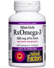 RXOmega-3 Mini-Gels, 500 mg, 60 софтгел капсули, Natural Factors