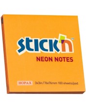 Самозалепващи се листчета Stick'n - 76 x 76 mm, оранжев неон, 100 листа -1