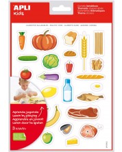 Самозалепващи стикери Apli - Здравословна храна, 3 листа в пакет -1