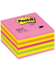 Самозалепващо кубче Post-it - Neon Pink, 7.6 x 7.6 cm, 450 листа -1