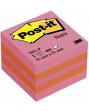 Самозалепващо кубче Post-it - Pink, 5.1 x 5.1 cm, 400 листа
