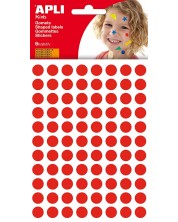 Самозалепващи стикери APLI - Кръгчета, червени, 10,5 mm, 528 броя -1