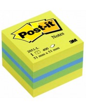 Самозалепващо кубче Post-it - Lemon, 5.1 x 5.1 cm, 400 листа -1