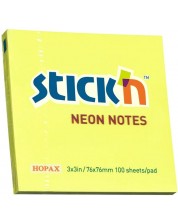 Самозалепващи се листчета Stick'n - 76 x 76 mm, жълт неон, 100 листа -1