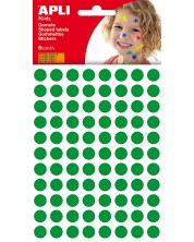 Самозалепващи стикери APLI - Кръгчета, зелени, 10,5 mm, 528 броя -1