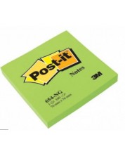 Самозалепващи листчета Post-it 654-NG - Зелени, 7.6 x 7.6 cm, 100 броя