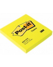 Самозалепващи листчета Post-it 654-NY  - Жълти, 7.6 х 7.6 cm, 100 броя -1