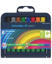 Комплект флумастери Schneider - Link-It, 8 цвята, в кутия със стойка