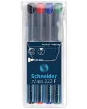 Комплект от 4 цвята маркери Schneider перманент OHP Maxx 222 F, 0.7 mm
