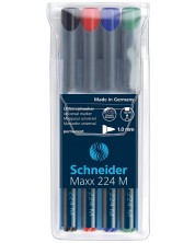 Комплект от 4 цвята маркери Schneider перманент OHP Maxx 224 M, 1.0 mm