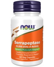 Serrapeptase 60 000 Units of Activity, 33 mg, 60 капсули, Now