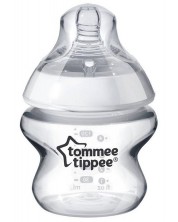 Бебешко стъклено шише Tommee Tippee Easi Vent - 150 ml, с биберон 1 капка -1