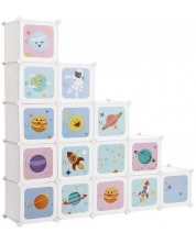 Шкаф за играчки Euzel - Космос, с 16 кубчета -1