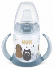 Шише NUK First Choice - Cat & Dog, TC, PP, с накрайник за сок, 150 ml, синьо -1