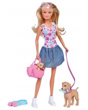 Кукла Simba Toys Steffi Love - Стефи, на разходка с куче -1