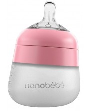 Силиконова бутилка Nanobebe - Flexy, 150 ml, розова -1