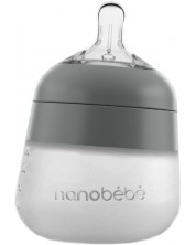 Силиконова бутилка Nanobebe - Flexy, 150 ml, сива
