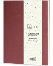 Скицник за рисуване Drasca Natural Touch - Червен, 128 л, 14.5х21 cm -1